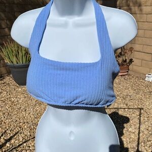 Abercrombie & Fitch Large Blue Ribbed Terry Padded Bikini Top